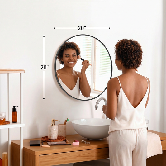 Black Circular Wall Mirror – Modern Minimalist Mirror for Home & Bathroom