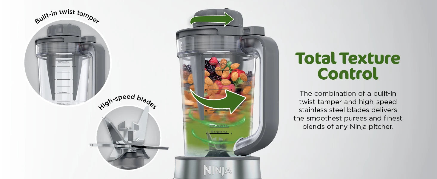 Ninja SS151 TWISTi Blender DUO, High-Speed 1600 WP Smoothie Maker & Nutrient Extractor* 5 Functions Smoothie, Spreads & More