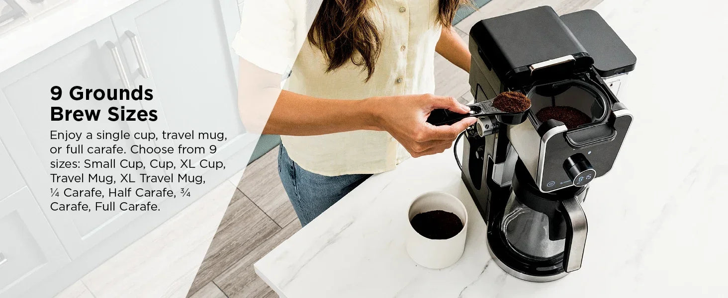 QWQWNinja CFP307 DualBrew Pro Specialty Coffee System,Single-Serve,Compatible with K-Cups & 12-Cup Drip Coffee Maker,Black
