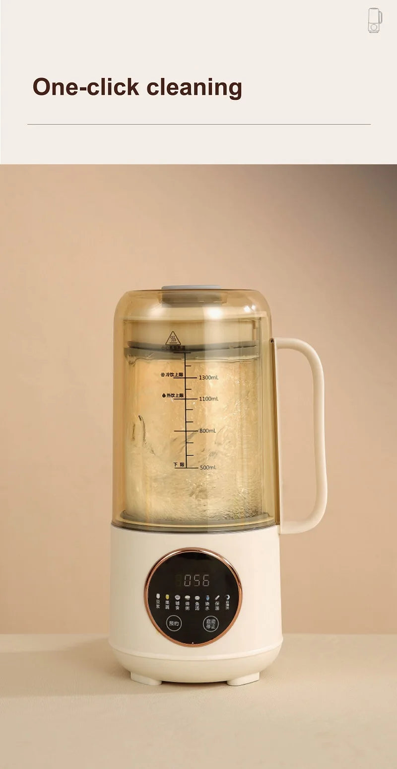 220V Soybean Milk Machine Smart Filter-free Wall Breaking Machine Mixer Electric Juicer 8 Leaf Mute Rice Paste Machine 1.5L