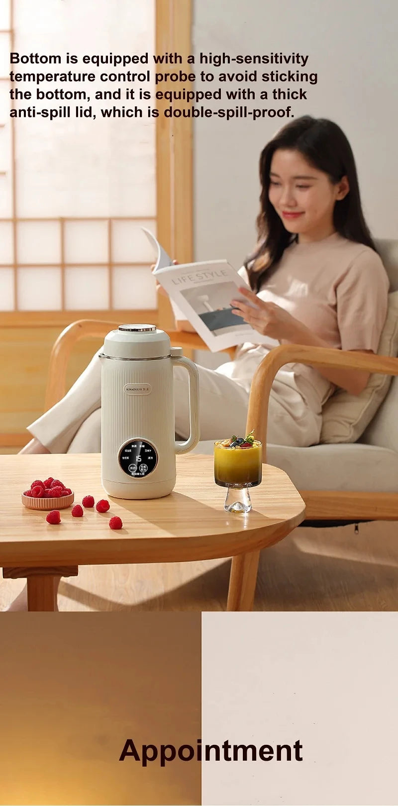 220V Electric Soy Milk Machine 800ml Juicer Kitchen Food Blender Multifunctional Wall Breaking Machine Kitchen Appliances