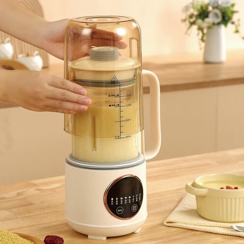 220V Soybean Milk Machine Smart Filter-free Wall Breaking Machine Mixer Electric Juicer 8 Leaf Mute Rice Paste Machine 1.5L