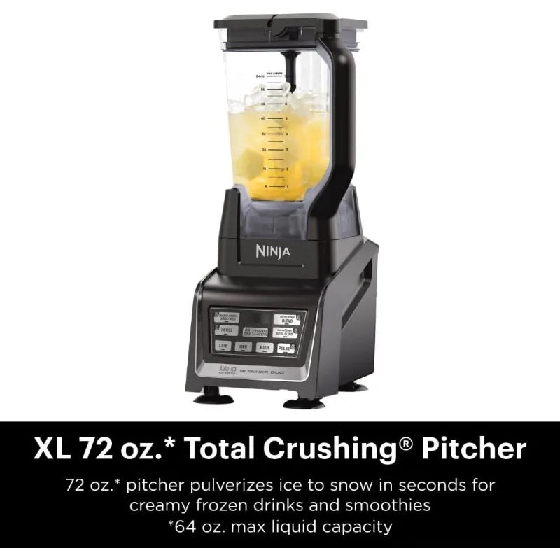 Ninja BL642 Personal & Countertop Blender w 1200W Auto-iQ Base, 72 oz. Pitcher, 18, 24, & 32 oz. To-Go Cups w Spout Lids, Black