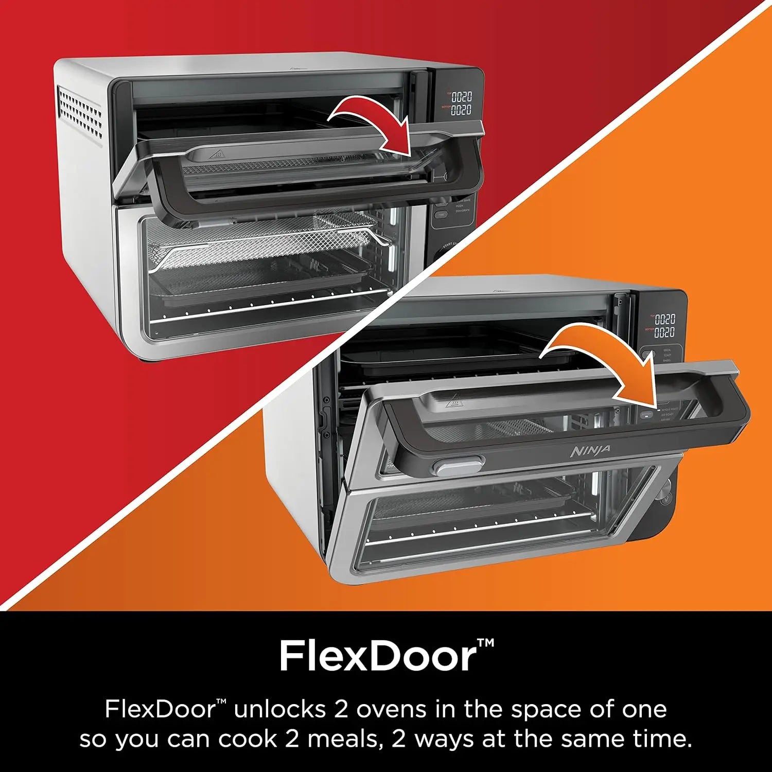 DCT401 12-in-1 Double Oven with FlexDoor, FlavorSeal & Smart Finish, Rapid Top Convection and Air Fry Bottom , Bake