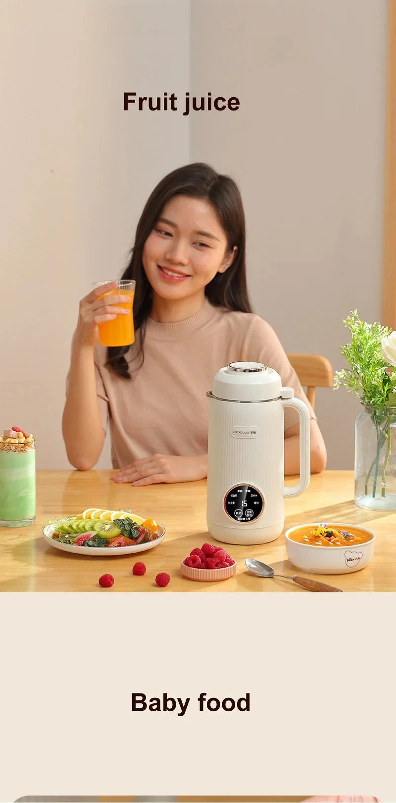 220V Electric Soy Milk Machine 800ml Juicer Kitchen Food Blender Multifunctional Wall Breaking Machine Kitchen Appliances