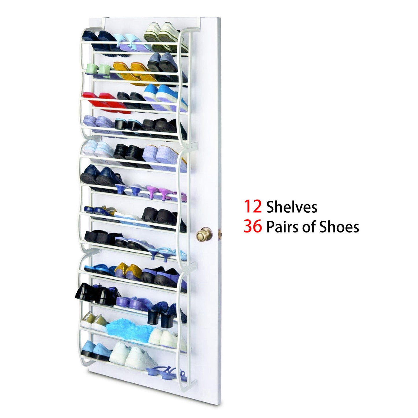 36-Pair Over-the-Door Shoe Rack – 12-Layer Closet Organizer