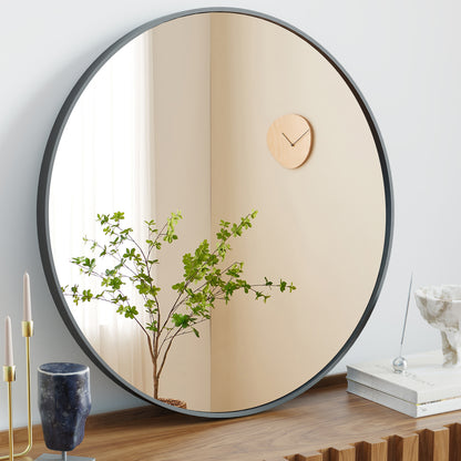 Black Circular Wall Mirror – Modern Minimalist Mirror for Home & Bathroom