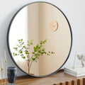 Black Circular Wall Mirror – 20" Modern Minimalist Mirror for Home & Bathroom
