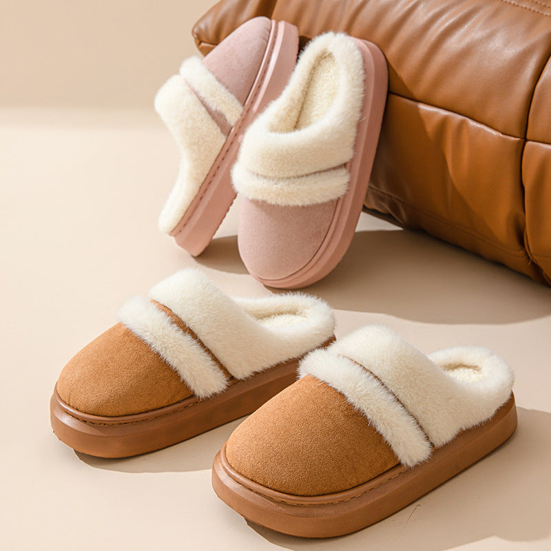 Warm Cotton Slippers – Soft Plush, Non-Slip Winter Indoor Shoes