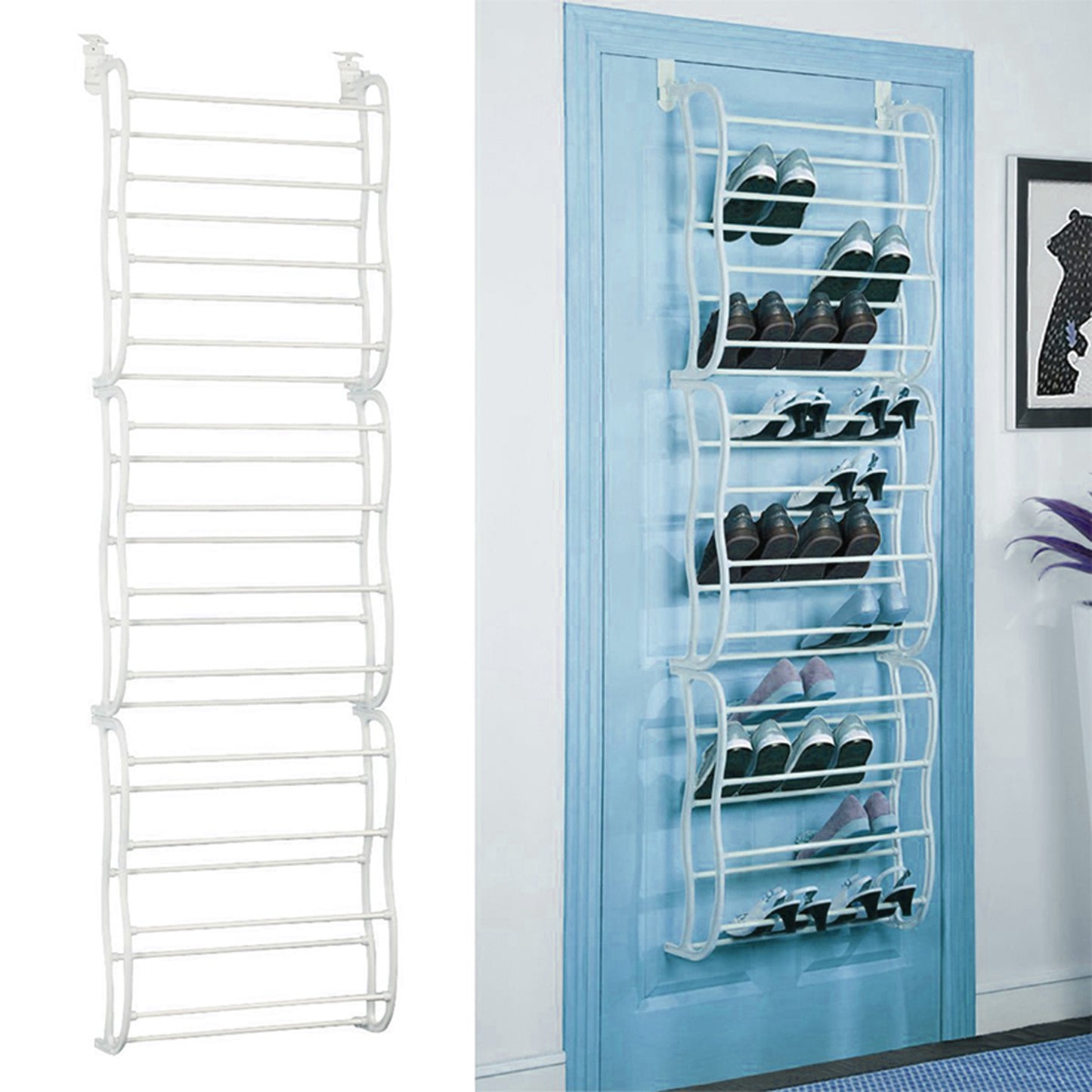 36-Pair Over-the-Door Shoe Rack – 12-Layer Closet Organizer