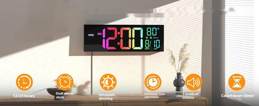Simple Large Screen LED Wall Clock – Modern Digital Display