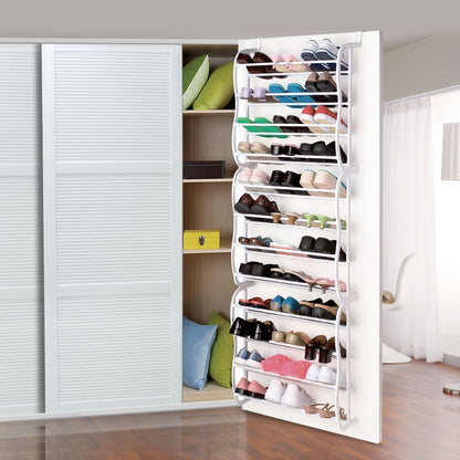 36-Pair Over-the-Door Shoe Rack – 12-Layer Closet Organizer