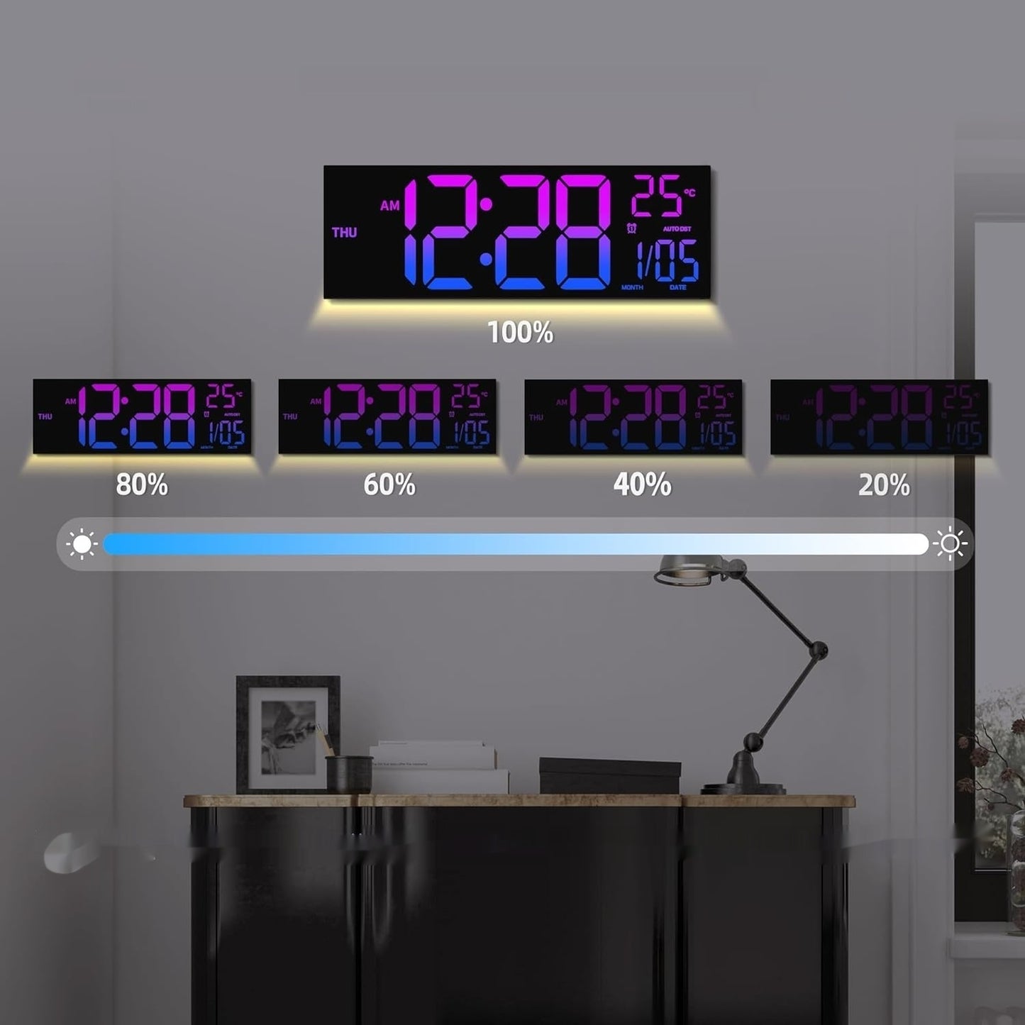 Simple Large Screen LED Wall Clock – Modern Digital Display