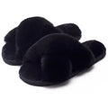 Women’s Plush Crisscross Slippers – Soft Faux-Fur Indoor Comfort