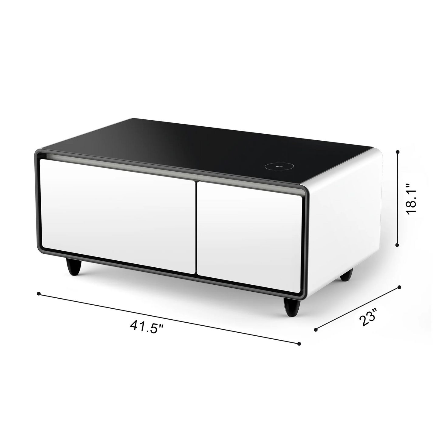 Modern Smart Mini Coffee Table W/Built in Fridge Wireless Charging Module Mechanical Temperature Control Power Cocket USB