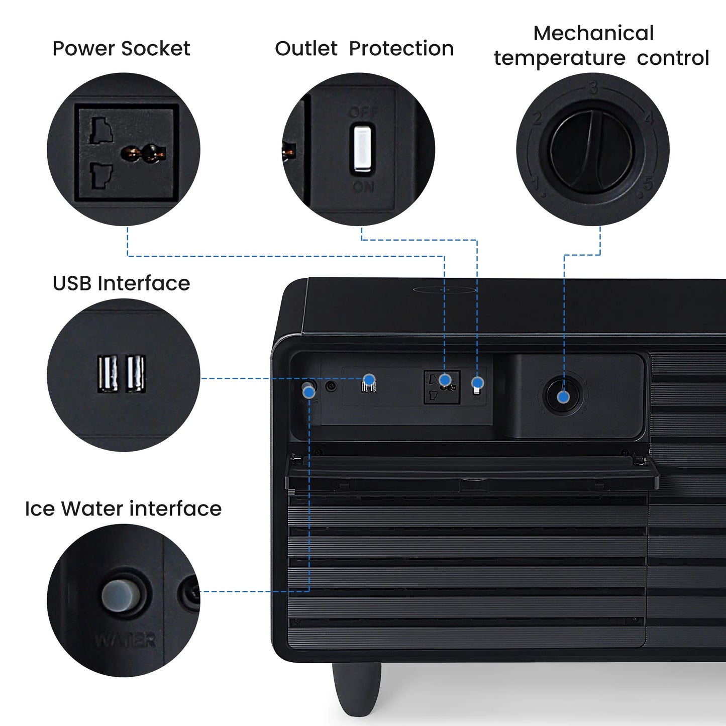 Modern Smart Mini Coffee Table W/Built in Fridge Wireless Charging Module Mechanical Temperature Control Power Cocket USB