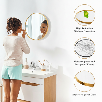 Black Circular Wall Mirror – Modern Minimalist Mirror for Home & Bathroom