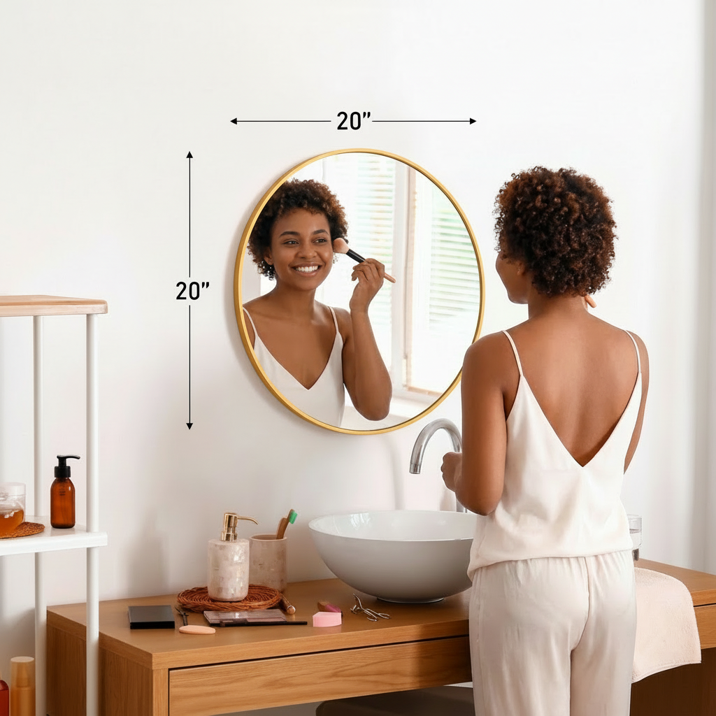 Black Circular Wall Mirror – Modern Minimalist Mirror for Home & Bathroom