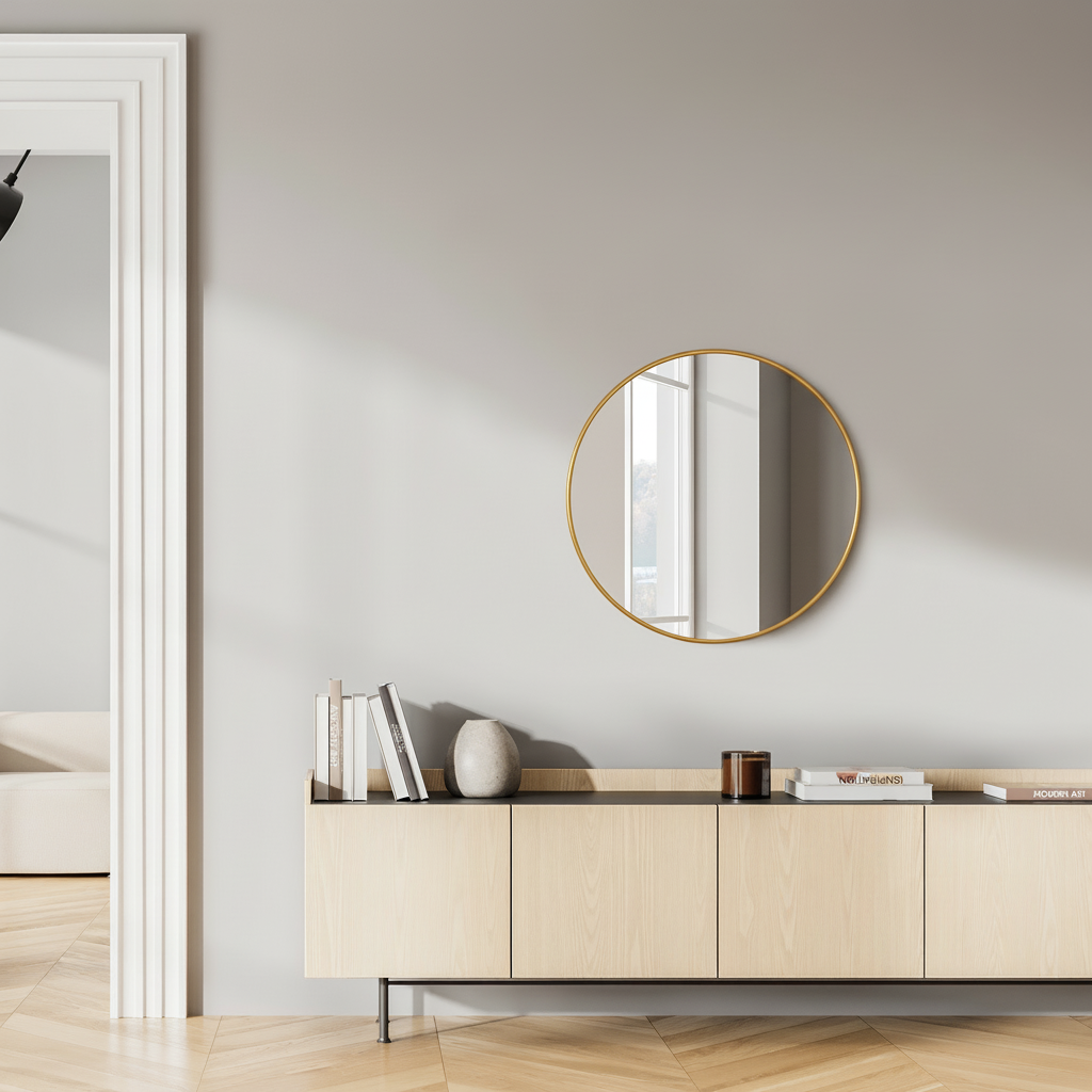 Black Circular Wall Mirror – Modern Minimalist Mirror for Home & Bathroom