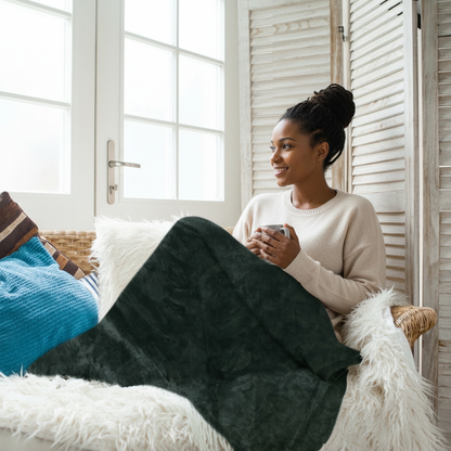 Heated Blanket Shawl – 3-Setting Electric Wrap for Home, Office & Travel | Zippered, Washable & Soft Flannel