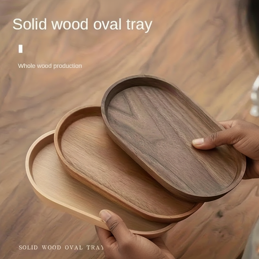 2-Piece Wooden Serving Tray Set