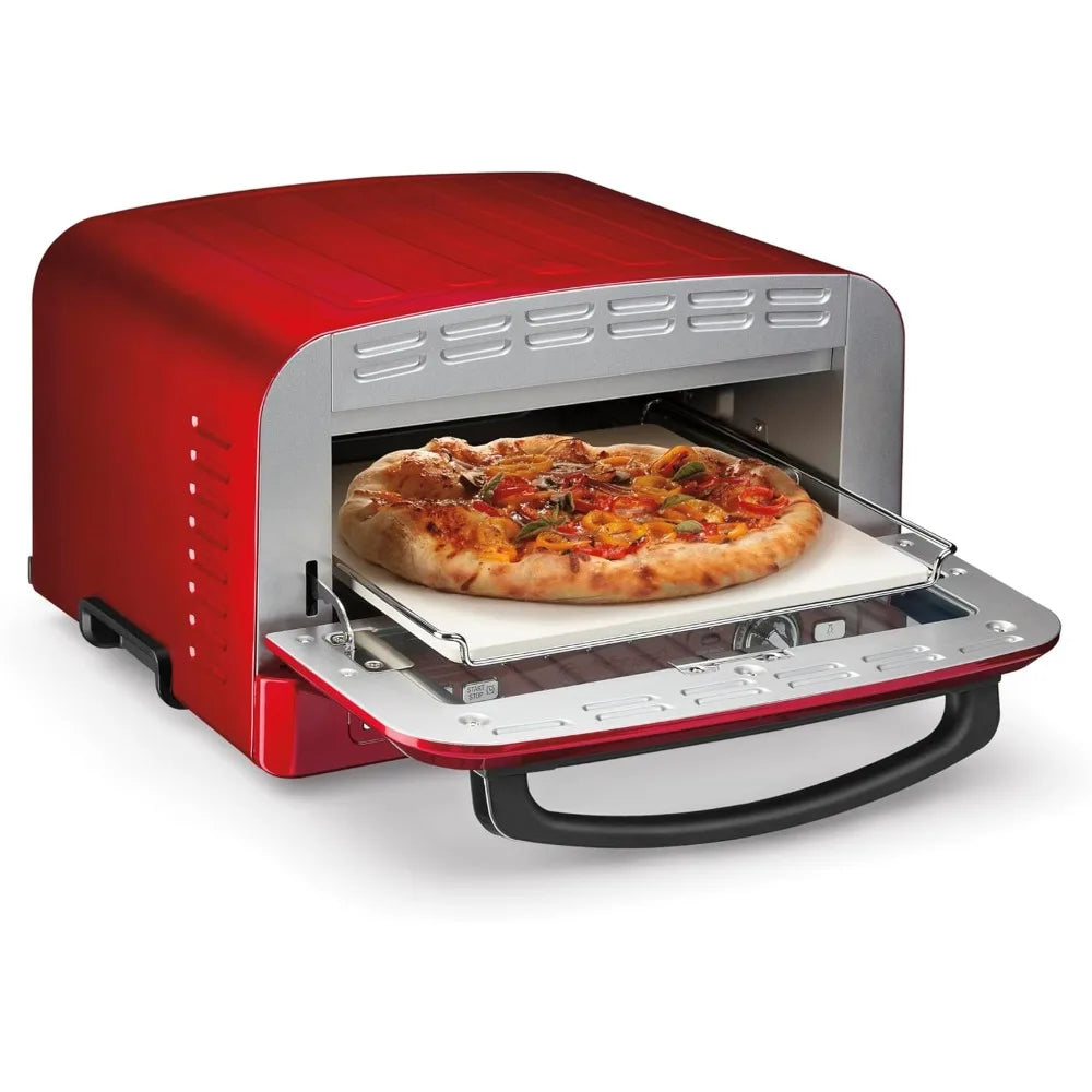 Indoor Pizza Oven – Bake 12” Pizzas in Minutes – Portable Countertop Pizza Oven – Pomodoro Red Stainless Steel