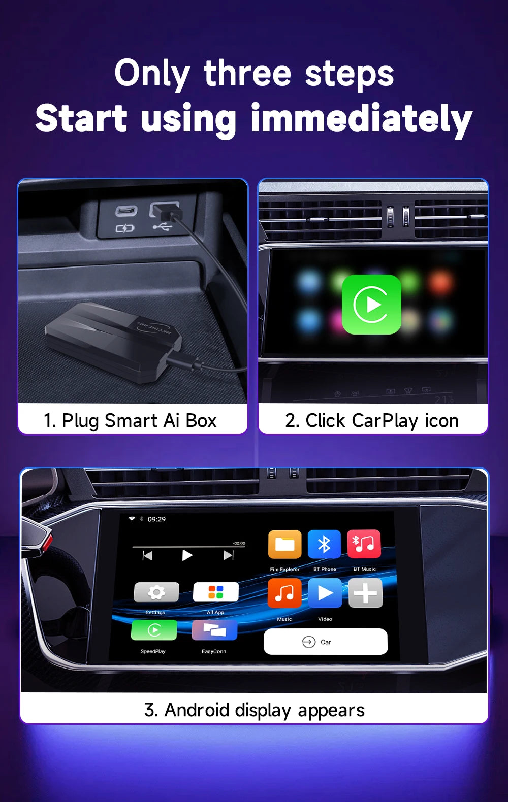 HEYINCAR CarPlay Smart Ai Box Plus Android Wireless CarPlay Android Auto Adapter For Netflix For YouTube Car Play Ai tv box