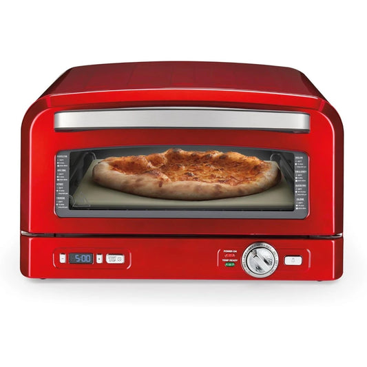 Indoor Pizza Oven – Bake 12” Pizzas in Minutes – Portable Countertop Pizza Oven – Pomodoro Red Stainless Steel