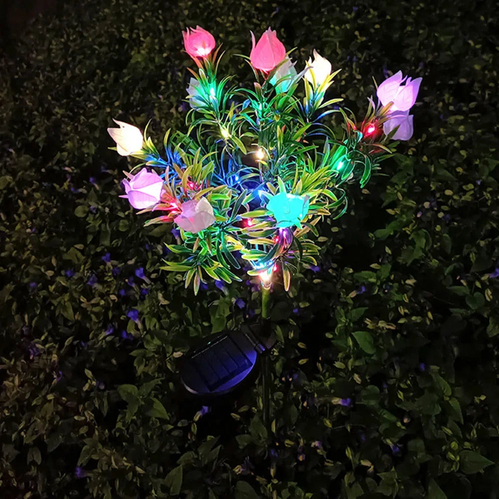 Solar Light Outdoor Garden Decorative Solar Powered Lantern Flower Lights for Landscape Pathway Lawn Solar Lamp