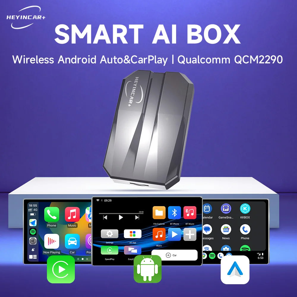 HEYINCAR CarPlay Smart Ai Box Plus Android Wireless CarPlay Android Auto Adapter For Netflix For YouTube Car Play Ai tv box