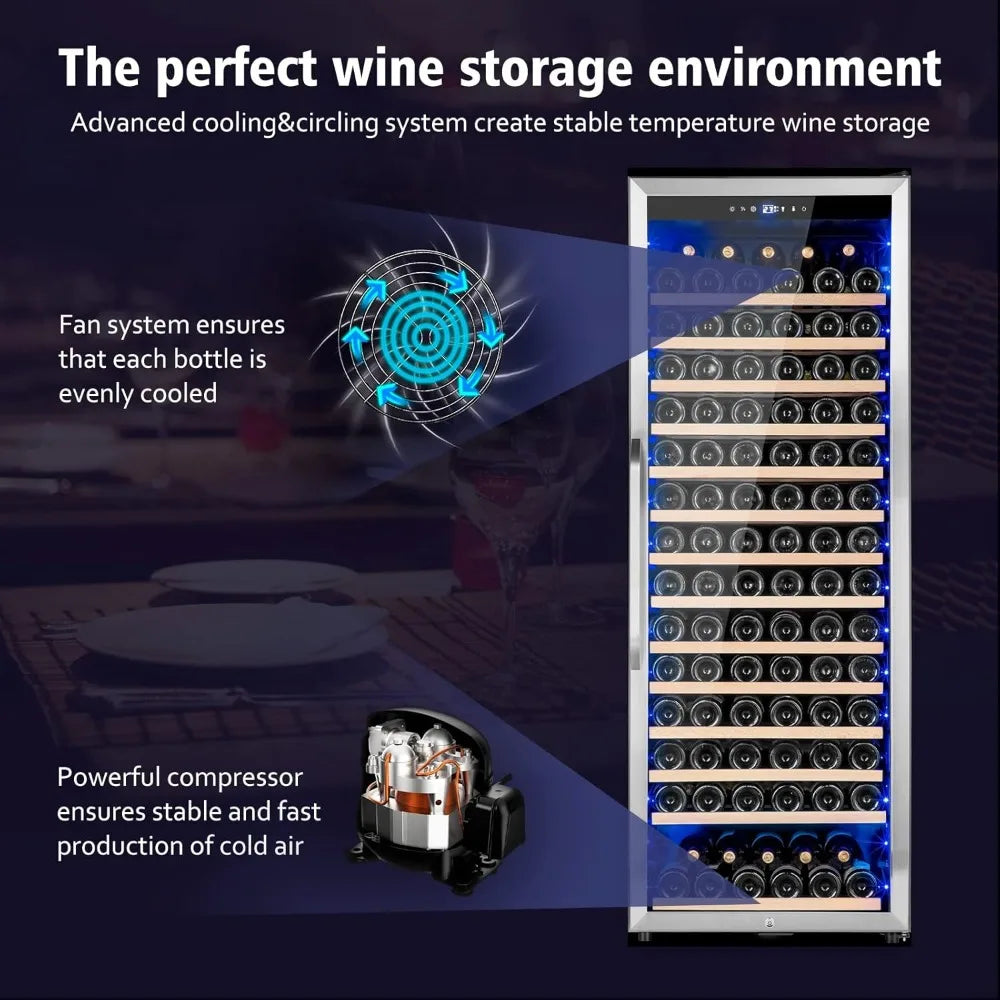 Wine Cooler Refrigerator, 179 Bottles Professional Wine Fridge with Powerful Compressor,Quiet Operation and Elegant