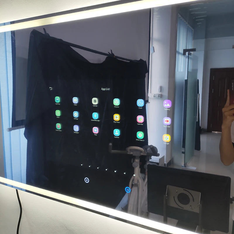 New Factory Smart Led Mirror Bathroom With Tv Full Function Glass Smart Mirror Android Fitness Magic Mirror With Tv Screen