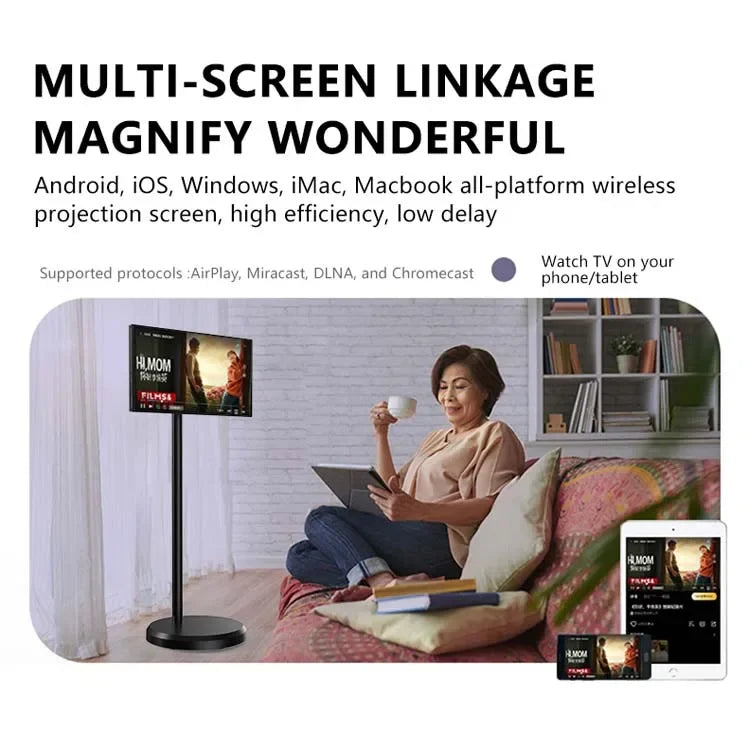 21.5 Inch Portable TV Floor Standing Smart Interactive Touch Screen Monitor USB Interface LCD Display Fitness Mirrors