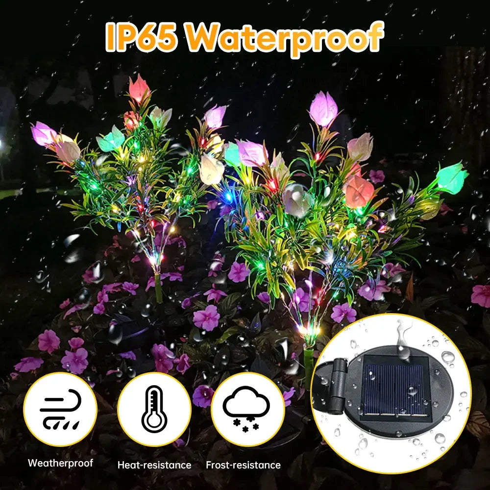 Solar Light Outdoor Garden Decorative Solar Powered Lantern Flower Lights for Landscape Pathway Lawn Solar Lamp