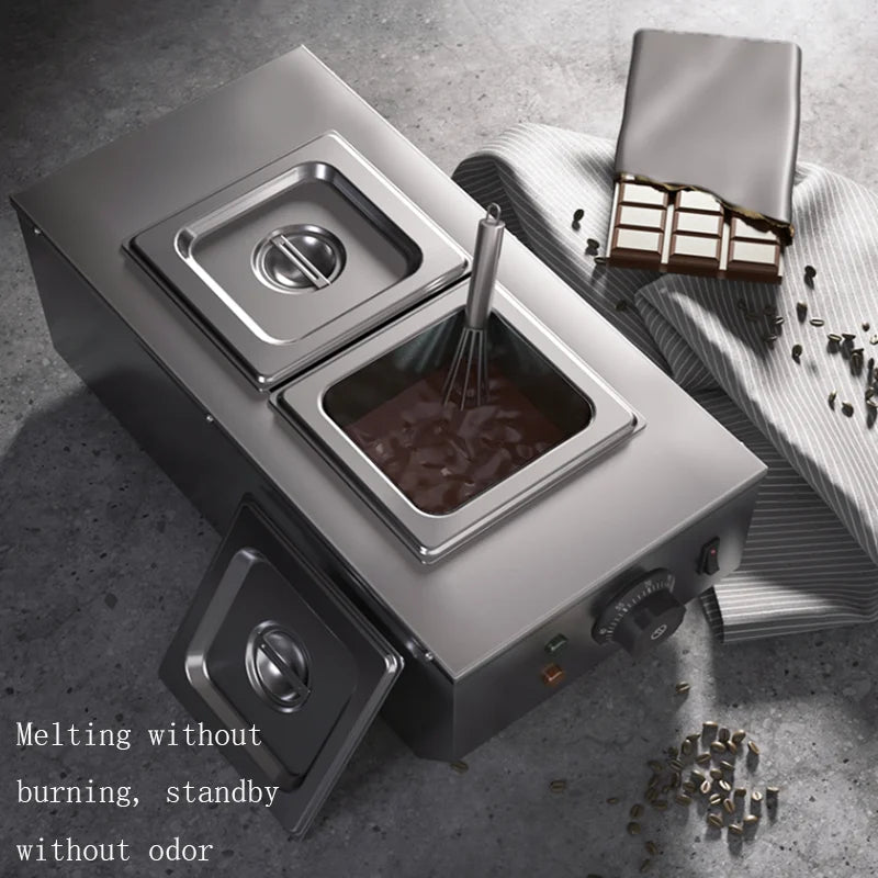 Commercial Chocolate Melting Stove Processor Double Cylinder Chocolate Heating Pot Chocolate Melting Oven Machine