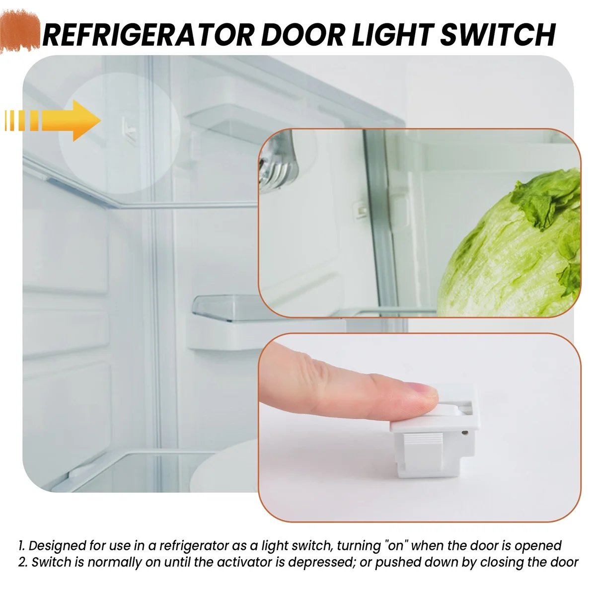 Refrigerator Door Lamp Light Switch Replacement Fridge Part Kitchen 5A 125V