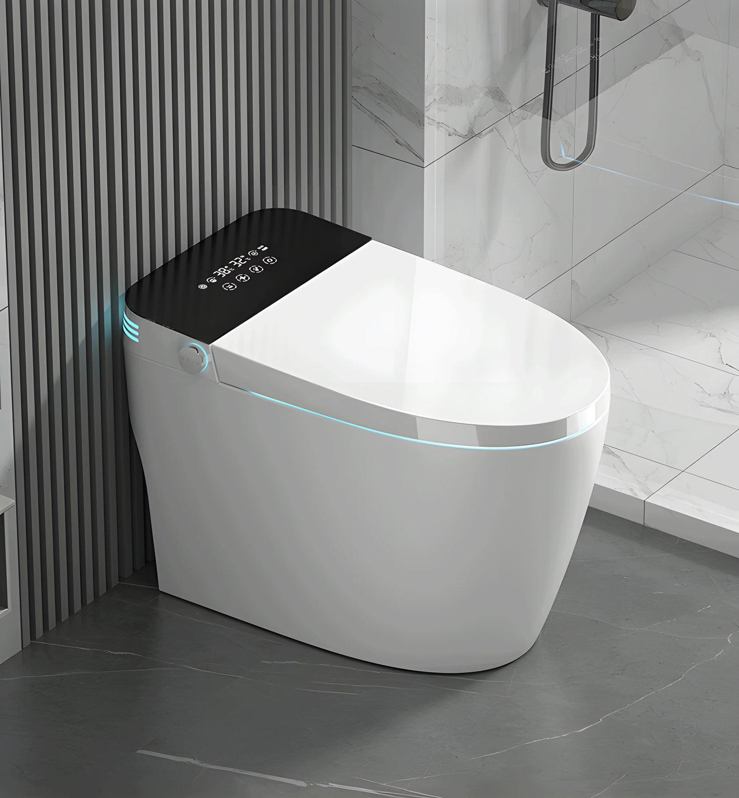 Smart Toilet with Bidet Built In, Tankless, Foot Sensing , AUTO Open/Close Lid, Heated Bidet Toilet Seat with AUTO Flush,Air Dry