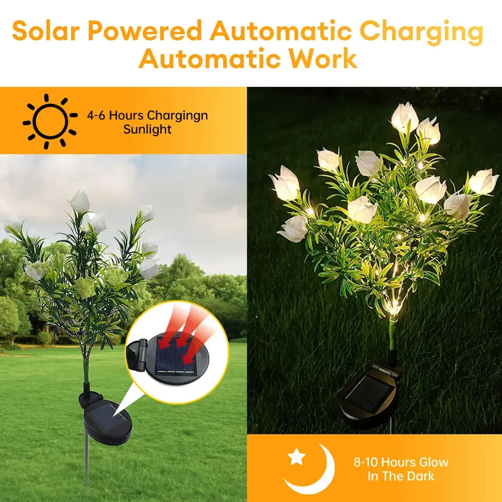 Solar Light Outdoor Garden Decorative Solar Powered Lantern Flower Lights for Landscape Pathway Lawn Solar Lamp