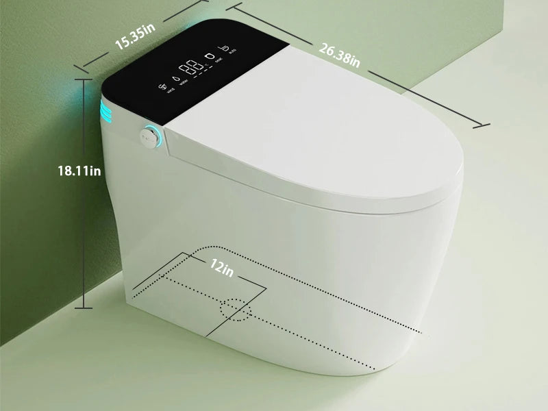 Smart Toilet with Bidet Built In, Tankless, Foot Sensing , AUTO Open/Close Lid, Heated Bidet Toilet Seat with AUTO Flush,Air Dry