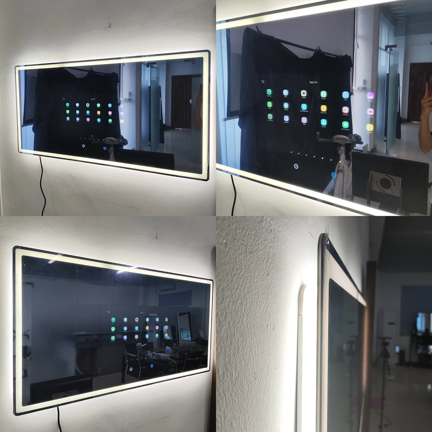 New Factory Smart Led Mirror Bathroom With Tv Full Function Glass Smart Mirror Android Fitness Magic Mirror With Tv Screen