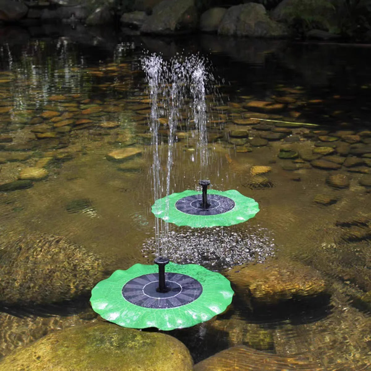 Floating solar fountain, multi-functional garden landscape without charging lotus leaf, park pond, adjustable nozzle