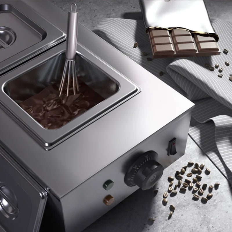 Commercial Chocolate Melting Stove Processor Double Cylinder Chocolate Heating Pot Chocolate Melting Oven Machine