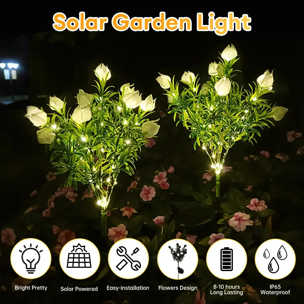 Solar Light Outdoor Garden Decorative Solar Powered Lantern Flower Lights for Landscape Pathway Lawn Solar Lamp