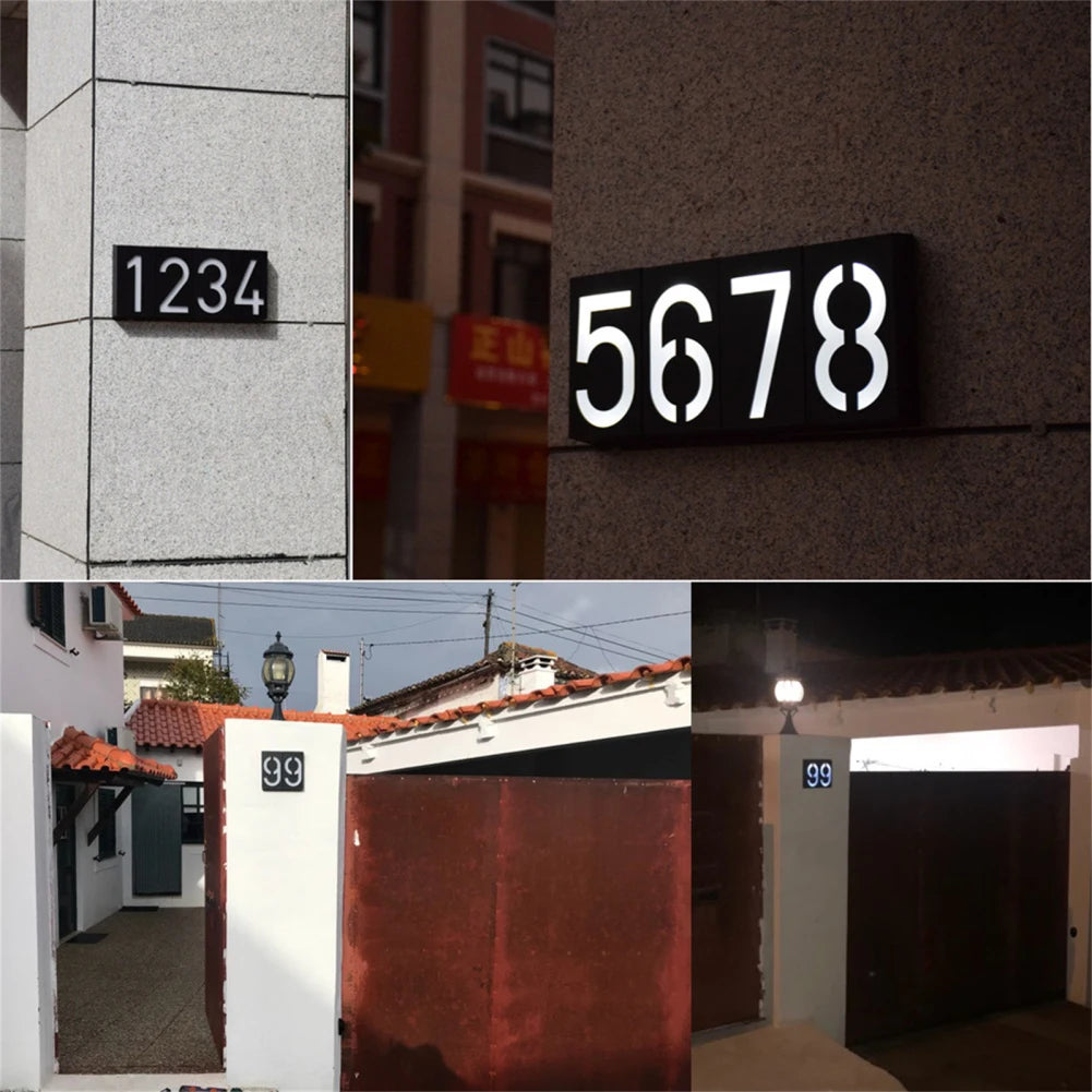 6 LEDs House Number Solar Led Light IP65 Waterproof Auto on/off Super Bright Solar Powered Number Door Plate