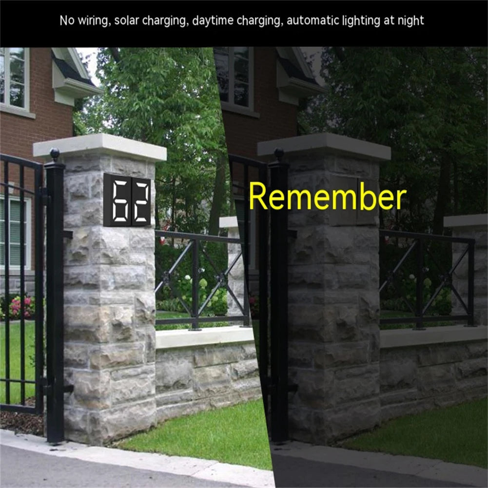 6 LEDs House Number Solar Led Light IP65 Waterproof Auto on/off Super Bright Solar Powered Number Door Plate