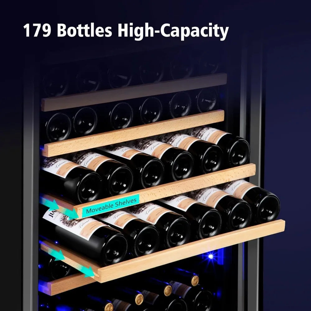 Wine Cooler Refrigerator, 179 Bottles Professional Wine Fridge with Powerful Compressor,Quiet Operation and Elegant