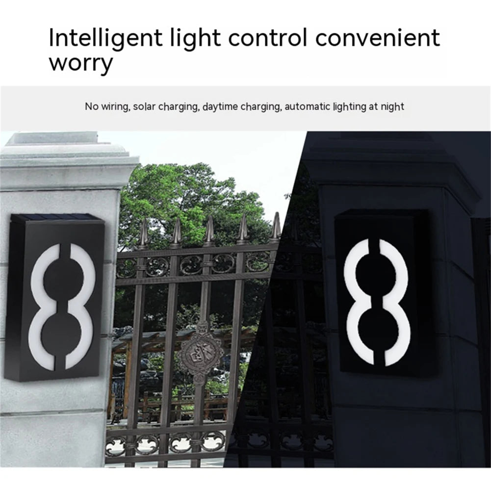 6 LEDs House Number Solar Led Light IP65 Waterproof Auto on/off Super Bright Solar Powered Number Door Plate