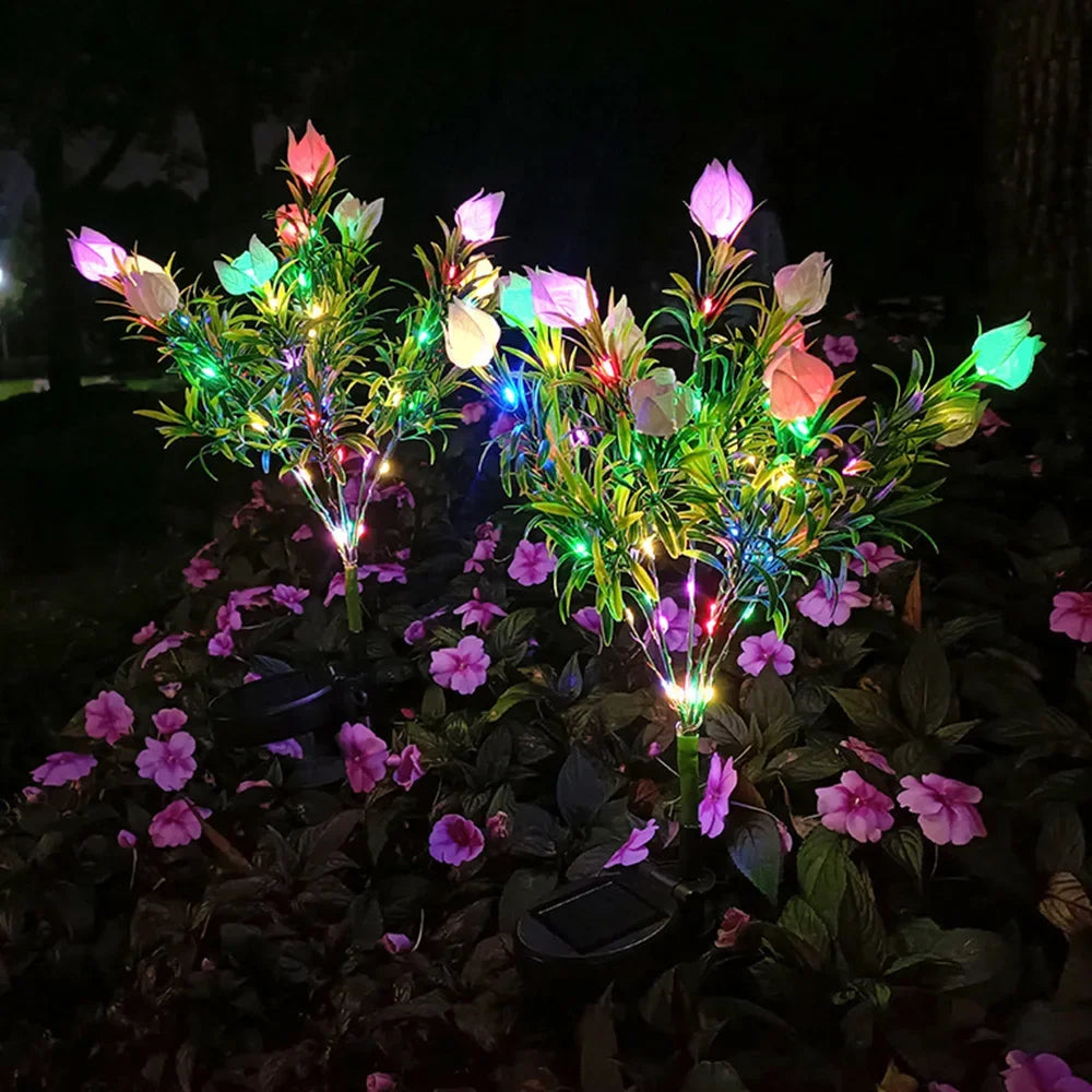 Solar Light Outdoor Garden Decorative Solar Powered Lantern Flower Lights for Landscape Pathway Lawn Solar Lamp