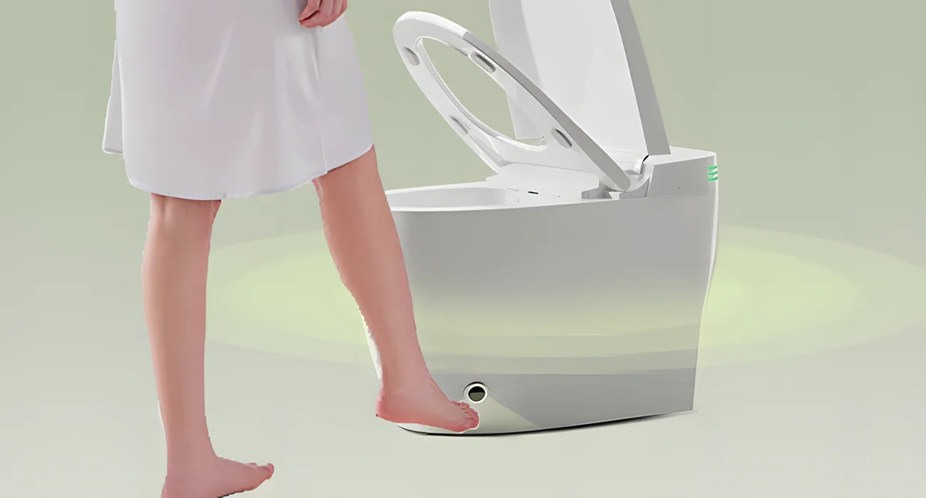 Smart Toilet with Bidet Built In, Tankless, Foot Sensing , AUTO Open/Close Lid, Heated Bidet Toilet Seat with AUTO Flush,Air Dry