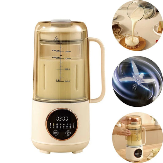 220V Soybean Milk Machine Smart Filter-free Wall Breaking Machine Mixer Electric Juicer 8 Leaf Mute Rice Paste Machine 1.5L